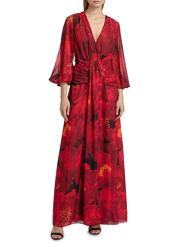chinese dress ladies Maydeline Ivory/Multicolor Floral Surplice Maxi Dress L / Ivory/Multicolor / 100%Polyester main image 0