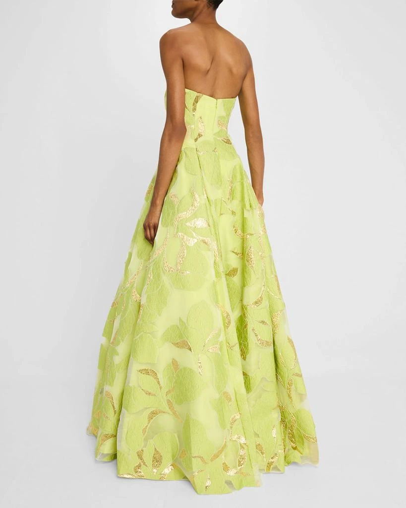 Jovani Pleated Strapless Floral Jacquard Gown 3