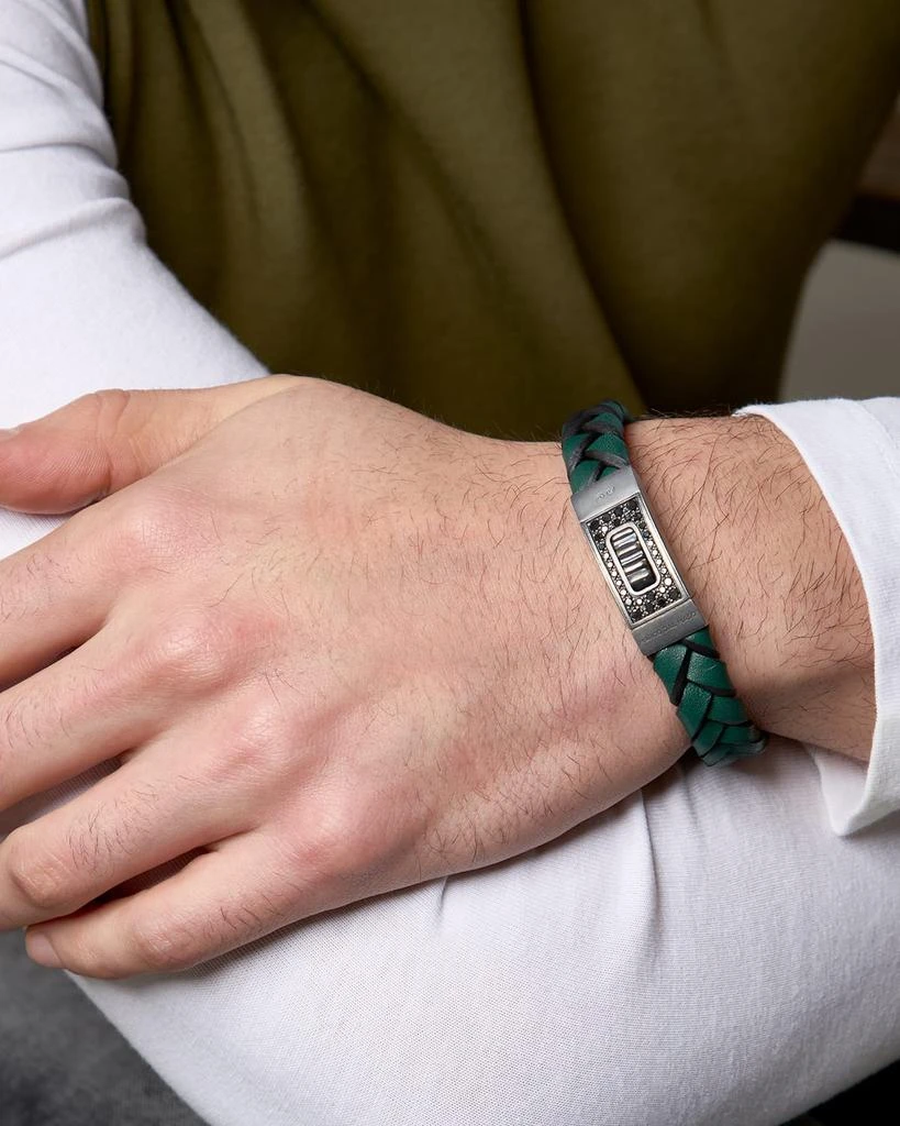 Marco Dal Maso Last Gladiator Thin Leather Bracelet with Black Diamonds 2