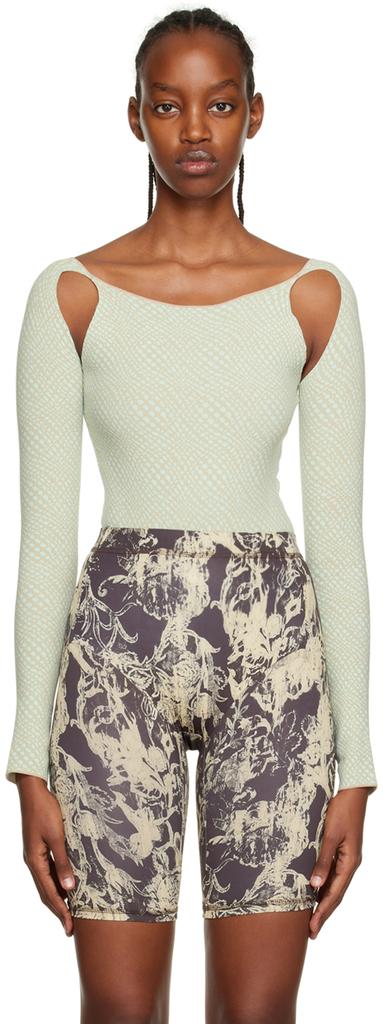 RUI Blue & Beige Cutout Bodysuit