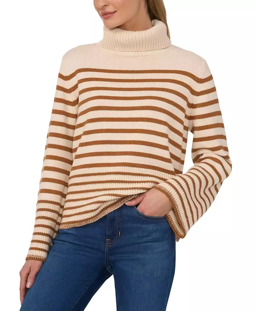 CeCe Women's Turtle Neck Stripe Sweater 1