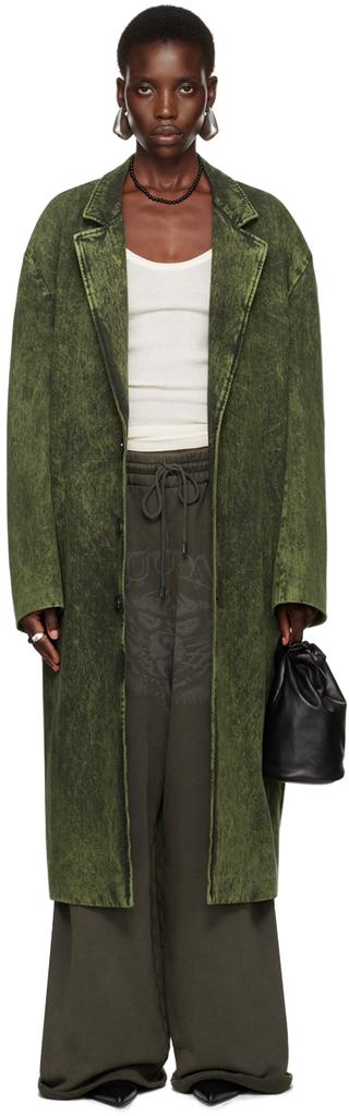 LU'U DAN Green Crombie Denim Coat