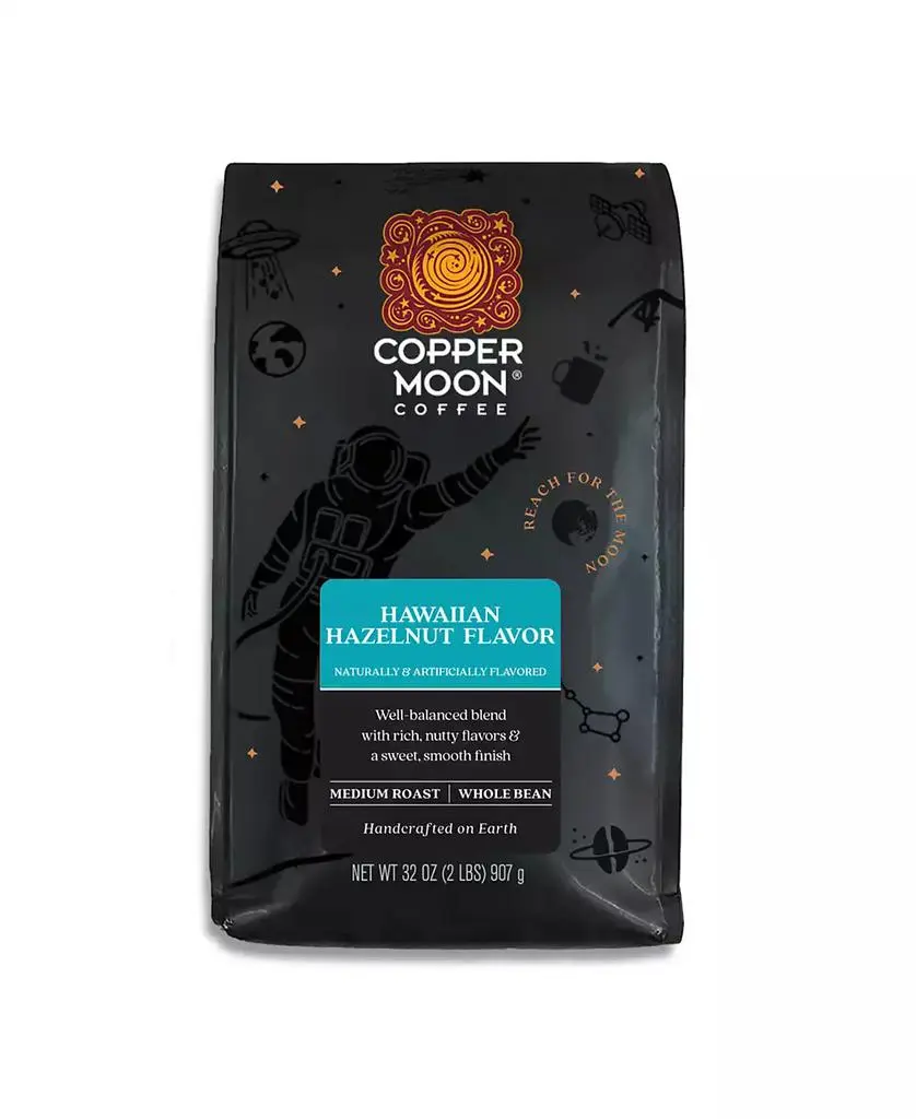 Copper Moon Coffee Whole Bean Coffee, Hawaiian Hazelnut Blend, 2 lbs