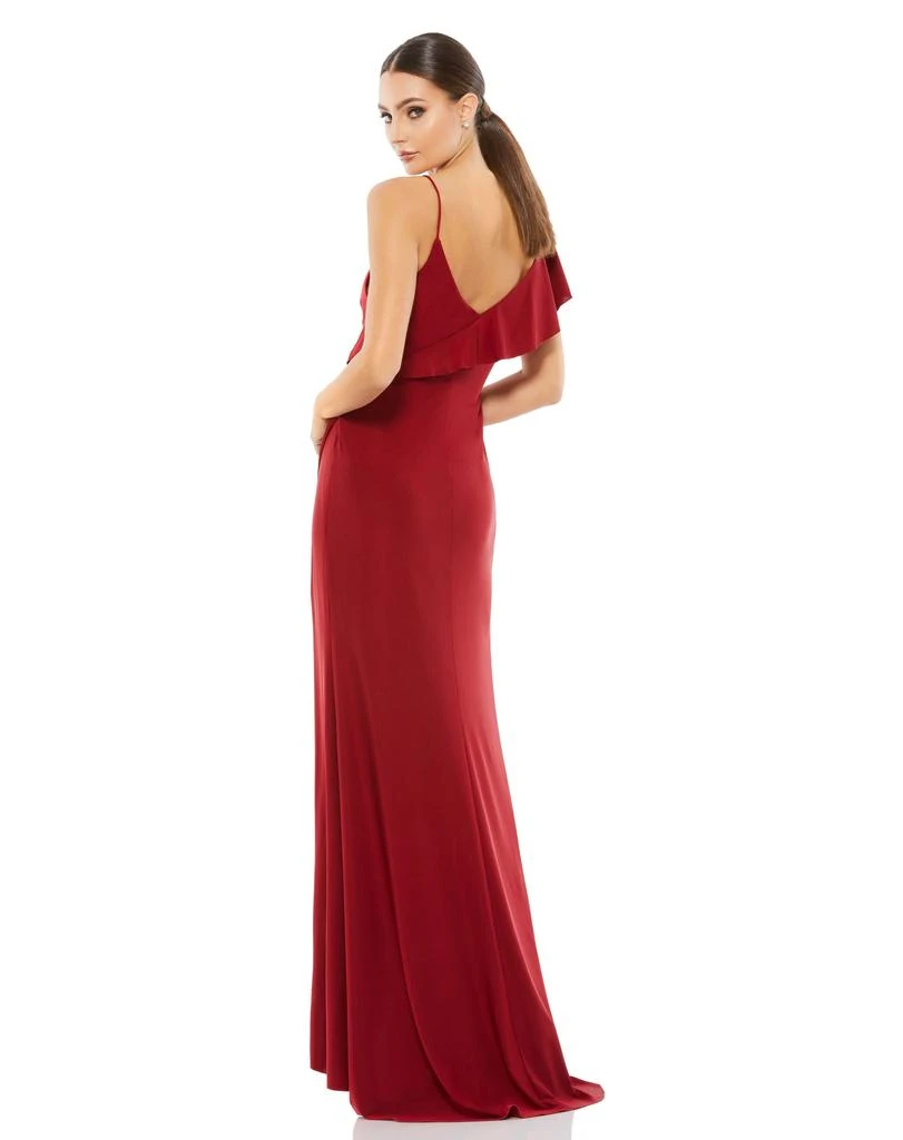 inc a line dress Ieena for Mac Duggal Halter Neck Ruffled Asymmetrical Maxi Gown in Rose, Size 2 main image 1