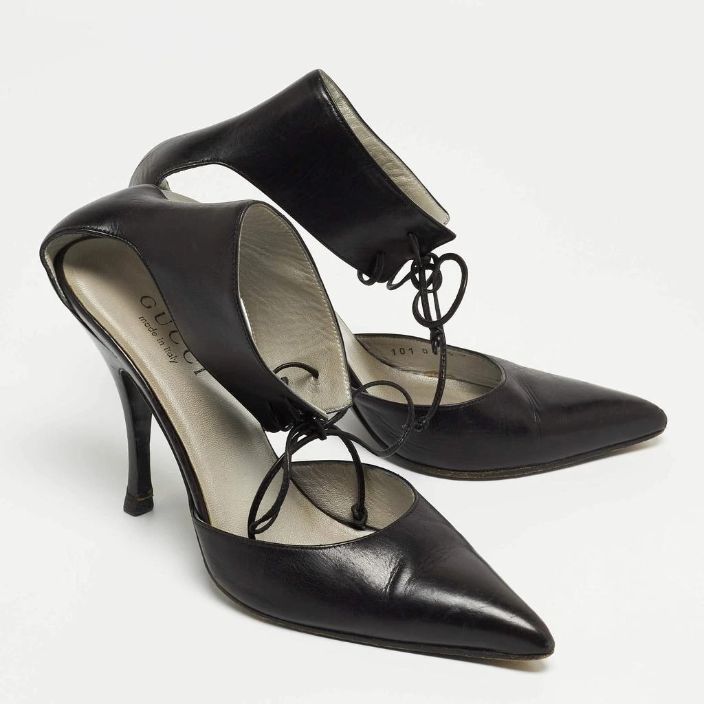 Gucci Gucci Black Leather Ankle Tie Pumps Size 37.5 4