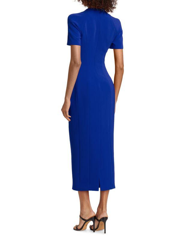 PRABAL GURUNG Square-Neck Short-Sleeve Midi-Dress