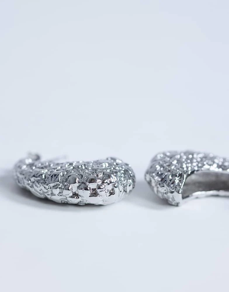 Topshop Topshop Camille textured stud earring in silver tone 3