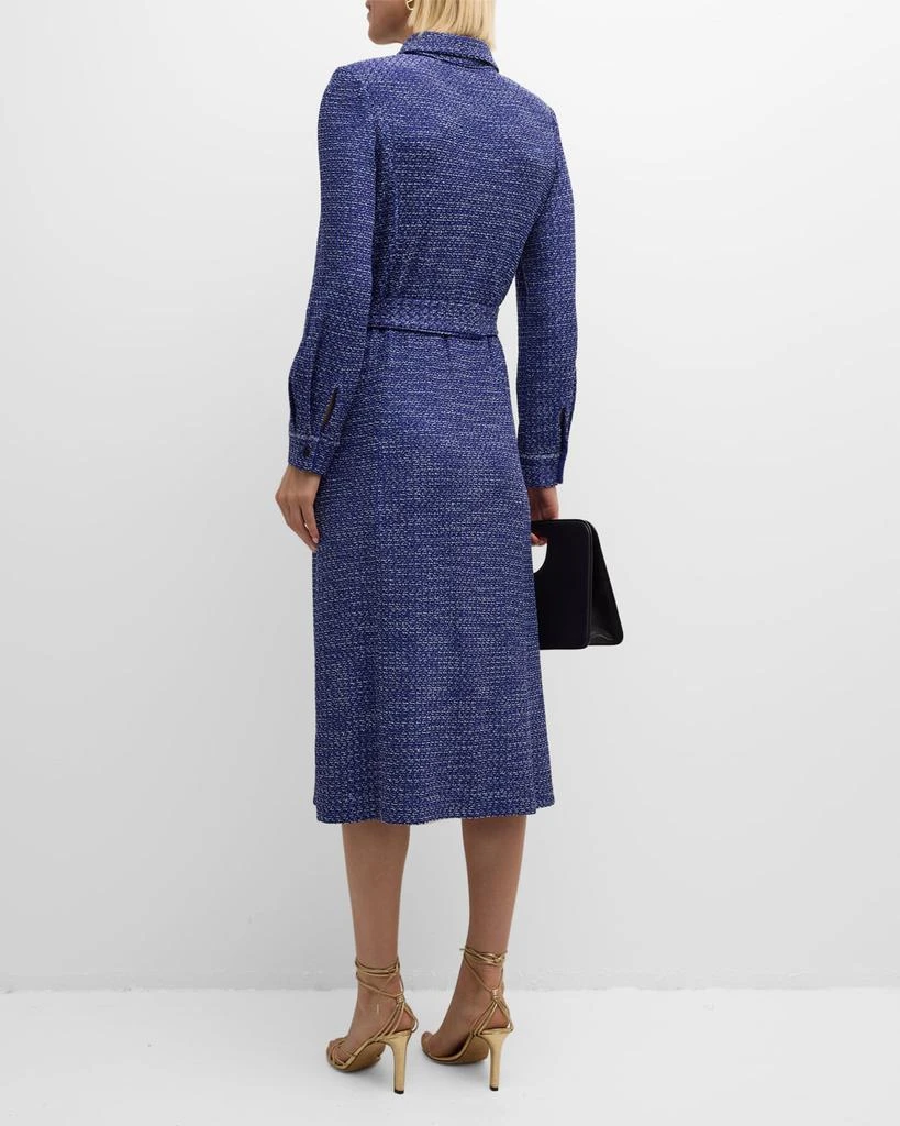 Misook Belted Button-Front Tweed Knit Midi Dress - Heritage Fit 4