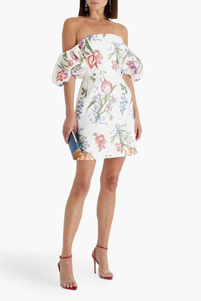Off-the-shoulder embroidered duchesse-satin mini dress  On Sale Now with  Up to 50% Off | Discover Exclusive Deals & Savings at BeyondStyle   Authentic MARCHESA summer dresses|women|clothing|mini dresses|dresses with  Limited-Time Discounts, Free