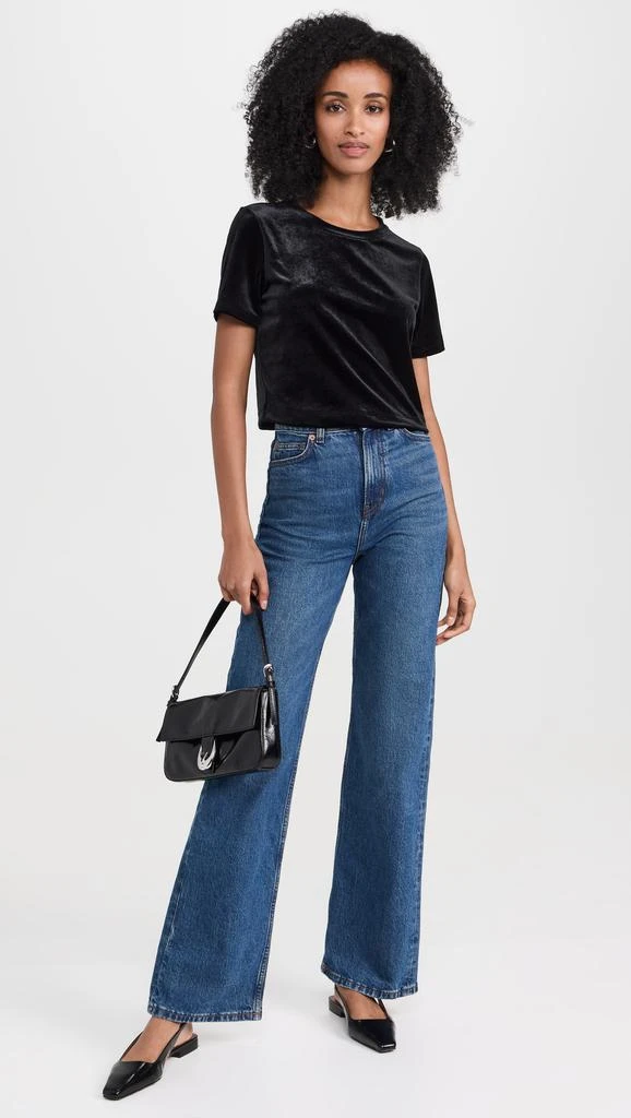 LAGENCE Donna Velvet Crop Crew Neck Tee 4