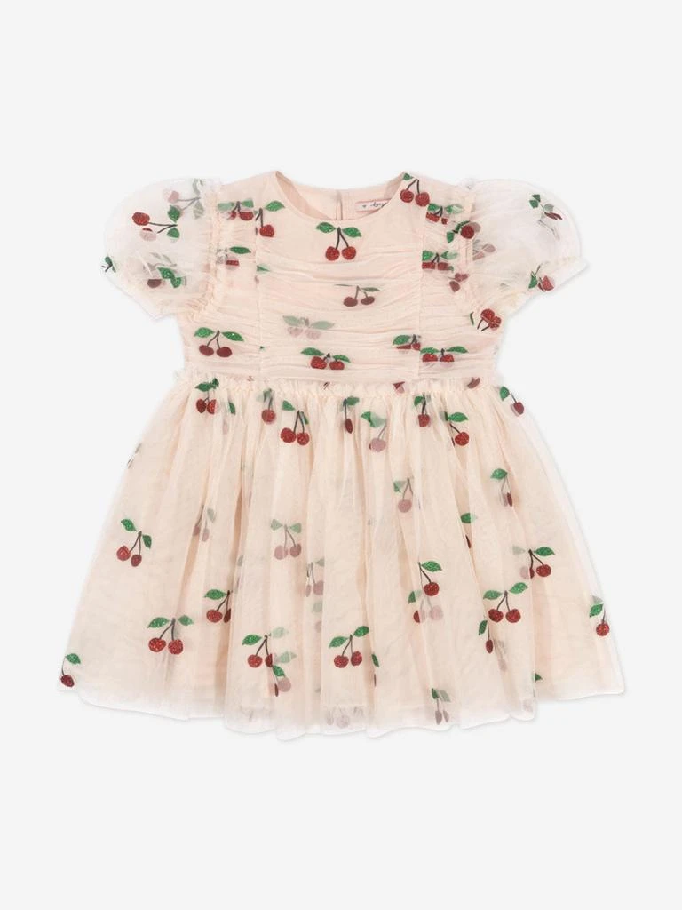 Konges Slojd Girls Tullie Cherry Dress in Ivory 1