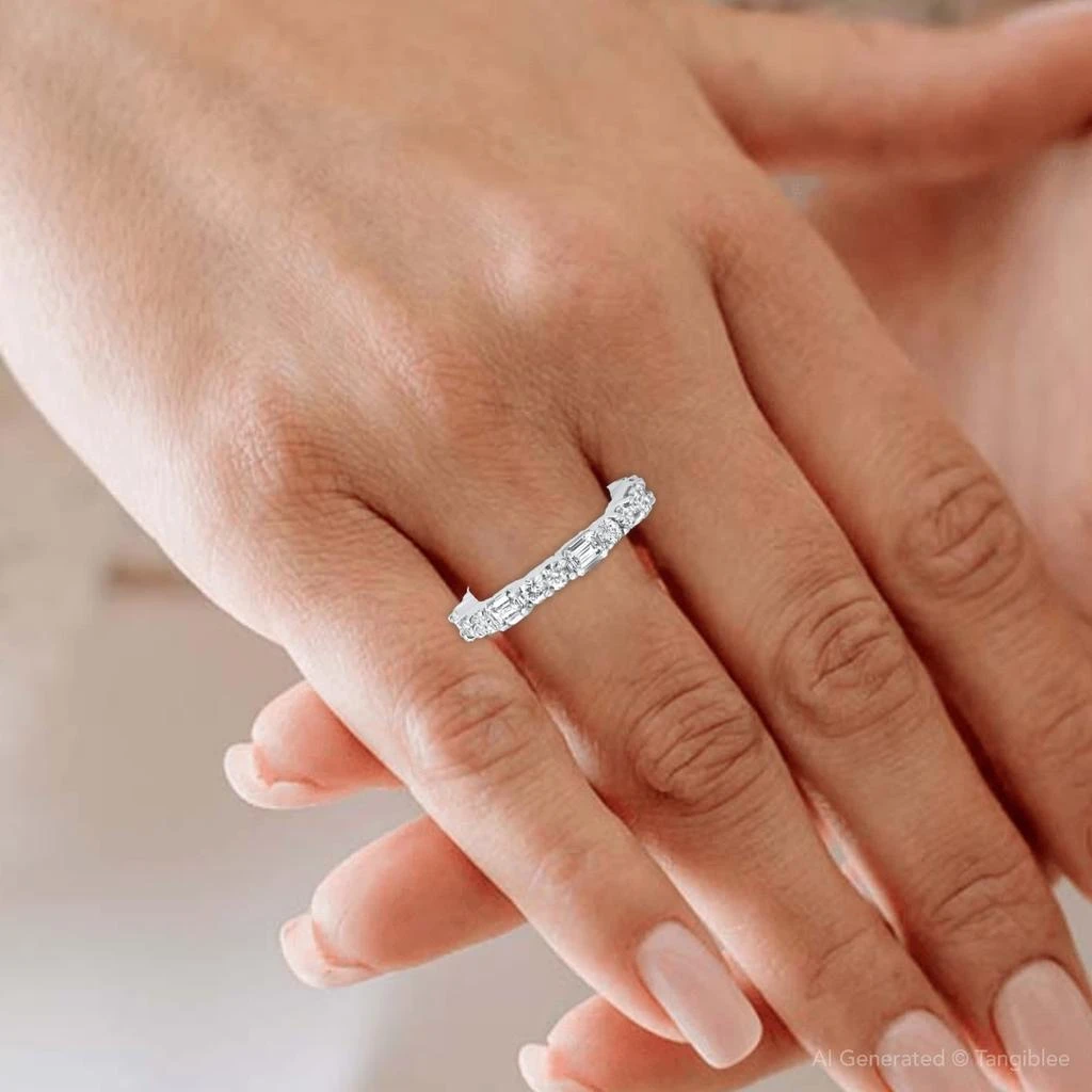 Pompeii3 3Ct Emerald
Round Cut Diamond Eternity Wedding Ring 14k Gold Lab Grown 5