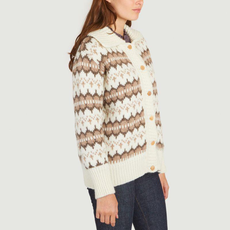 The new society Loose-fitting cardigan in jacquard wool Theo Zigzag fantasy THE NEW SOCIETY