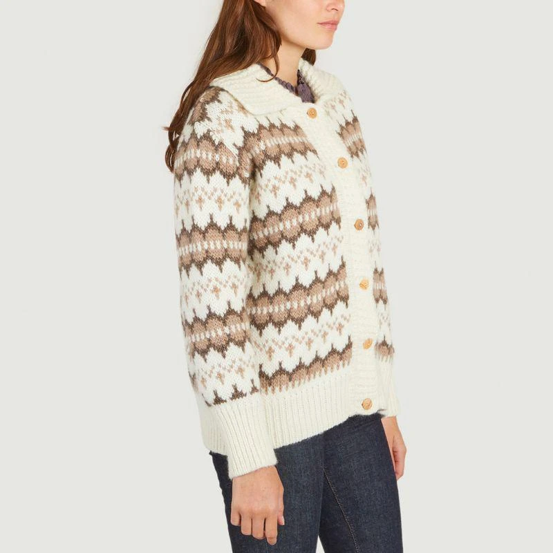 The new society Loose-fitting cardigan in jacquard wool Theo Zigzag fantasy THE NEW SOCIETY 2