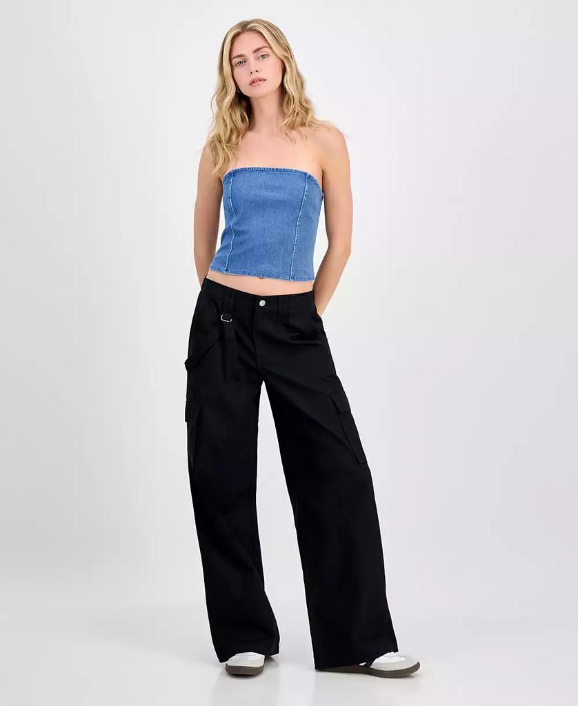 Celebrity Pink Juniors' Cargo Strap Wide-Leg Pants