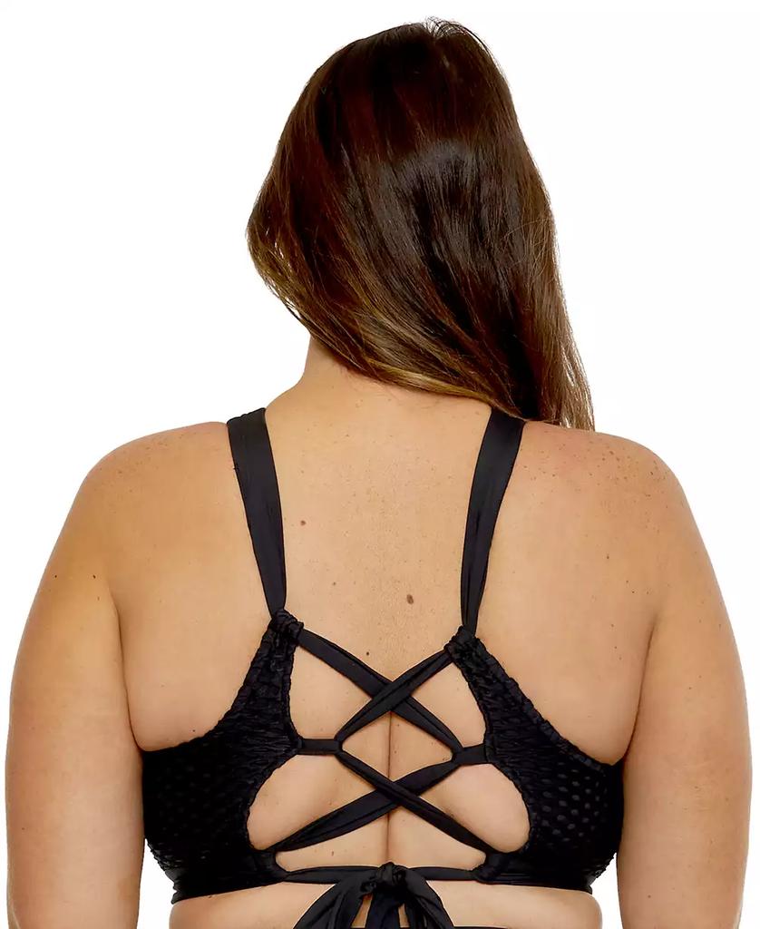 Becca Plus Size Castaway Textured High-Neck Bikini Top