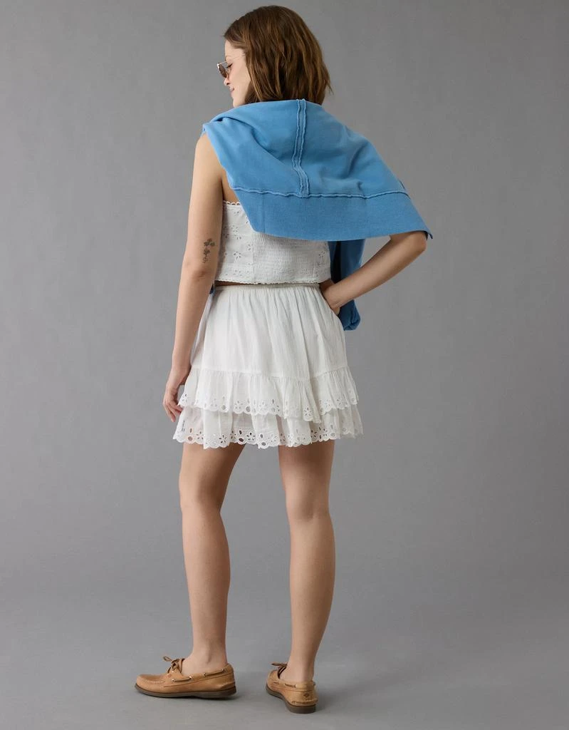 AE AE High-Waisted Embroidered Ruffle Mini Skirt 2