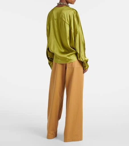 Dries Van Noten Draped silk-blend satin blouse 3