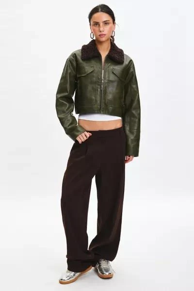 BDG BDG Janine Faux Leather Cropped Aviator Jacket 2