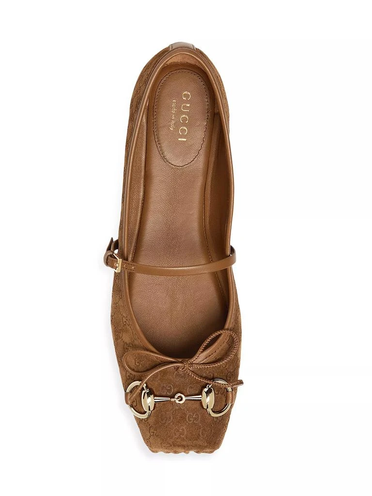 Gucci Horsebit Suede Ballet Flats 4