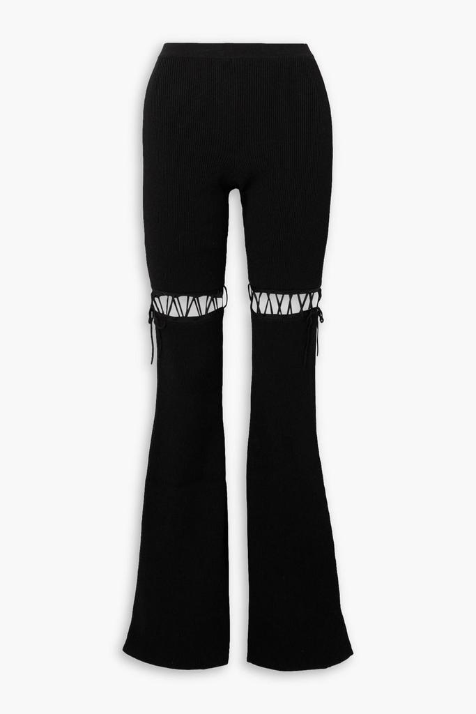 Nensi Dojaka Lace-up ribbed-knit flared leggings