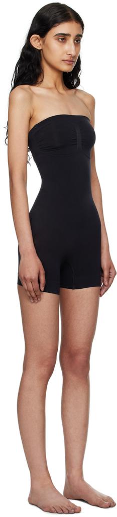 SKIMS Black Seamless Sculpt Strapless Shortie Bodysuit