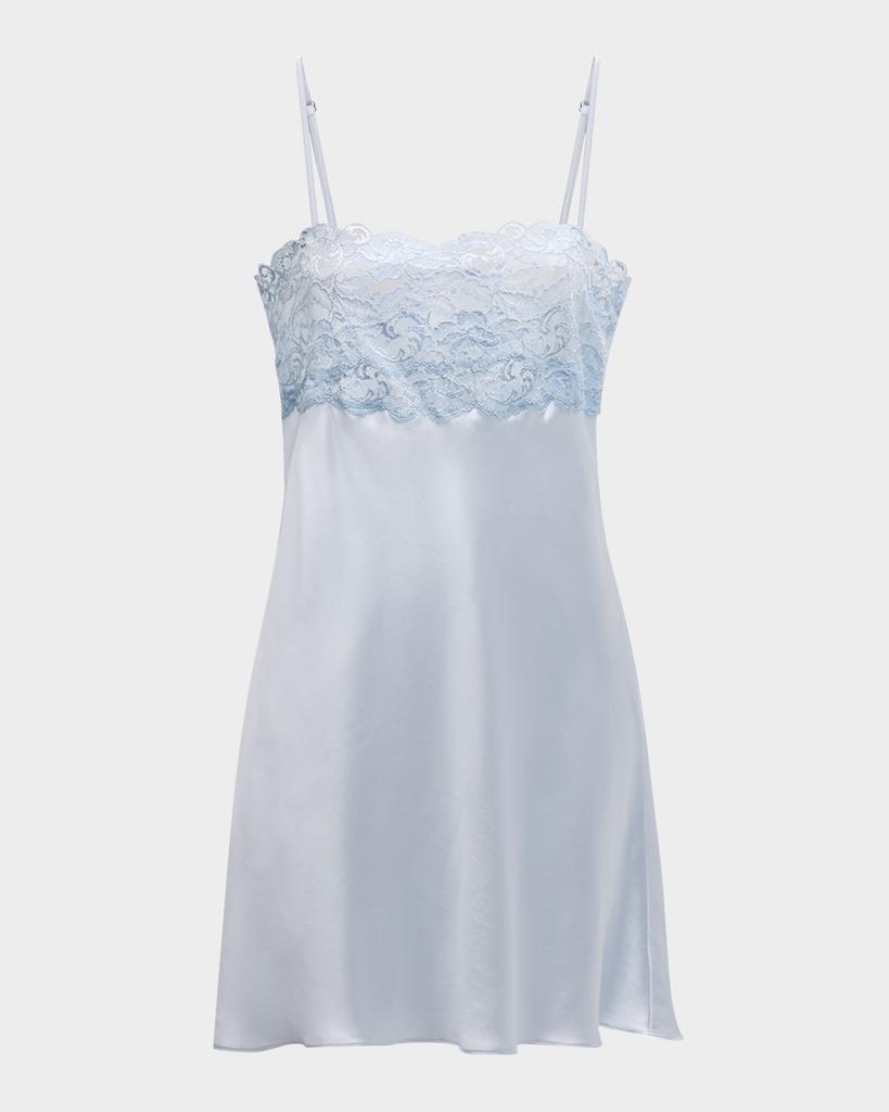 Christine Lingerie Bijoux Lace-Trim Silk Chemise