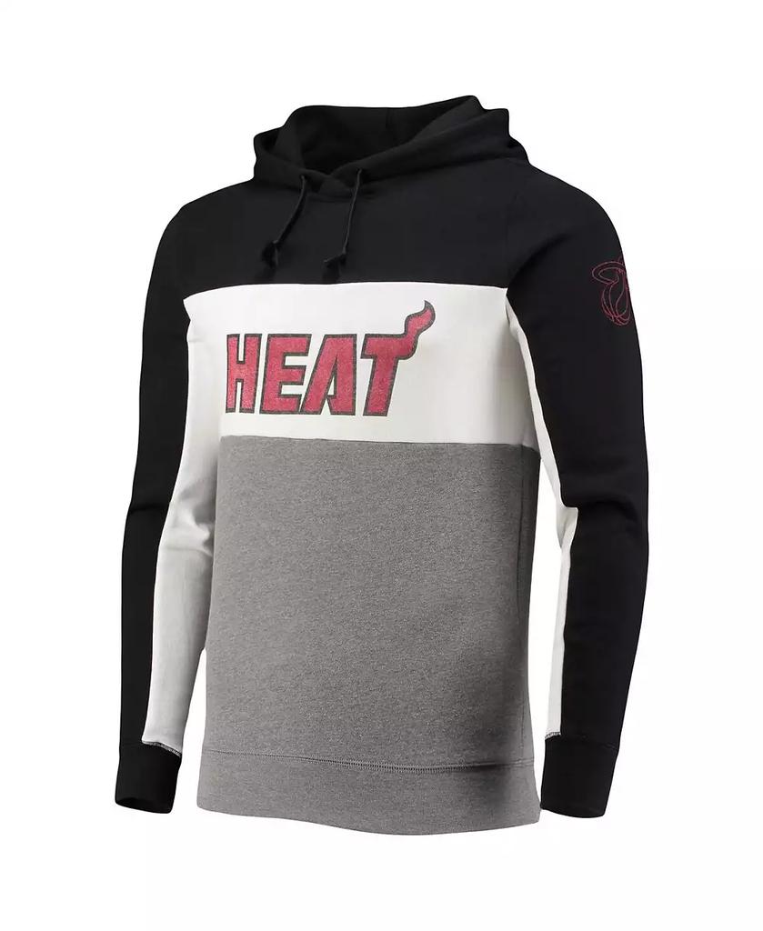 Junk Food Men's Black, White Miami Heat Wordmark Colorblock Fleece Pullover Hoodie