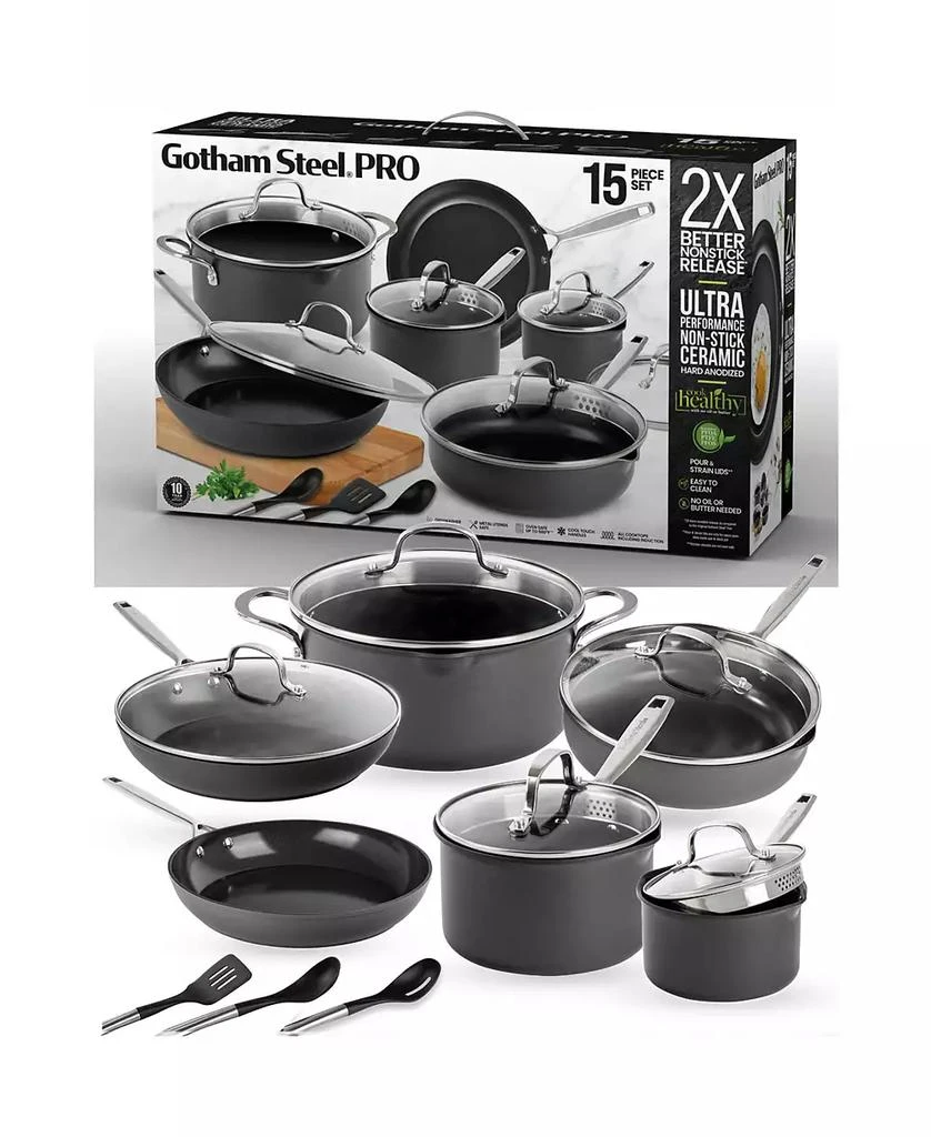 Gotham Steel Professional 2X Hard Anodized Ultra Ceramic 15-Piece Cookware Set 5