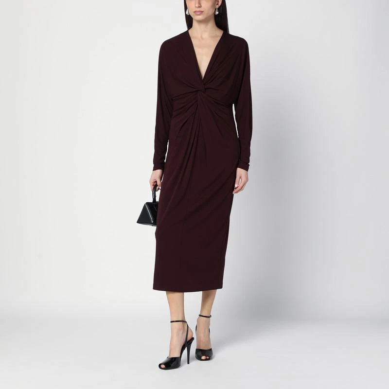 ANINE BING Mathilde dress with burgundy draping 2