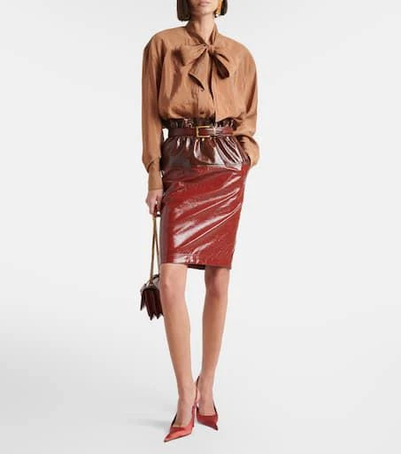 Yves Saint Laurent Coated cotton pencil skirt 2