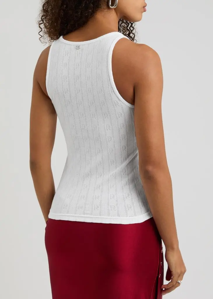 RABANNE Logo monogram pointelle cotton vest 3