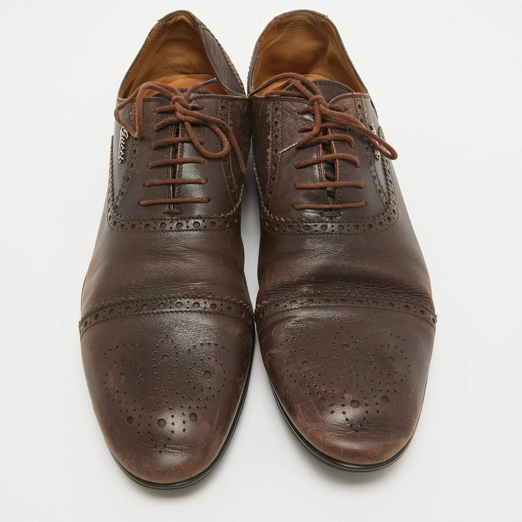 Gucci Gucci Brown Leather Lace Up Brogue Oxfords Size 44.5 3