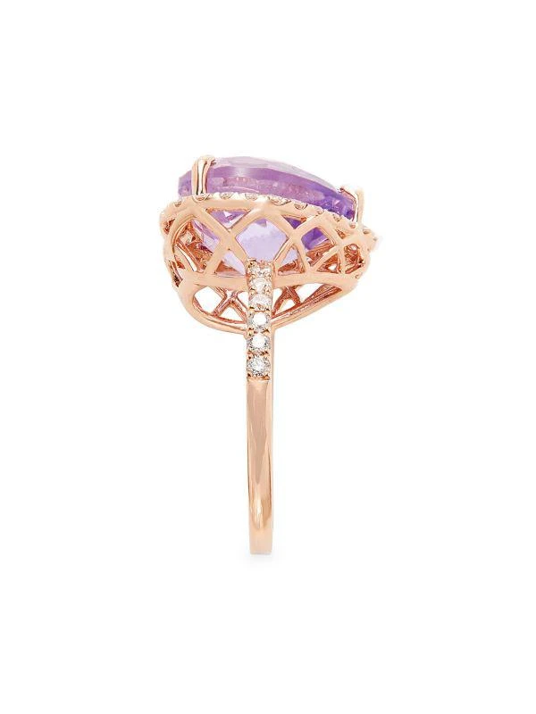 Effy 14K Rose Gold, Pink Amethyst & 0.49 TCW Diamond Heart Ring 4