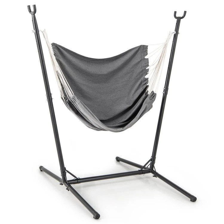 Hivvago Hammock Chair with Stand 6-Position Adjustable Height and Side Pocket 1