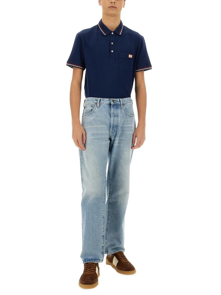 Valentino BLUE PIQUET POLO SHIRT 2