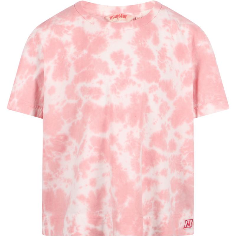 Munster Tie dye logo t shirt and tiered skirt set in pink and white