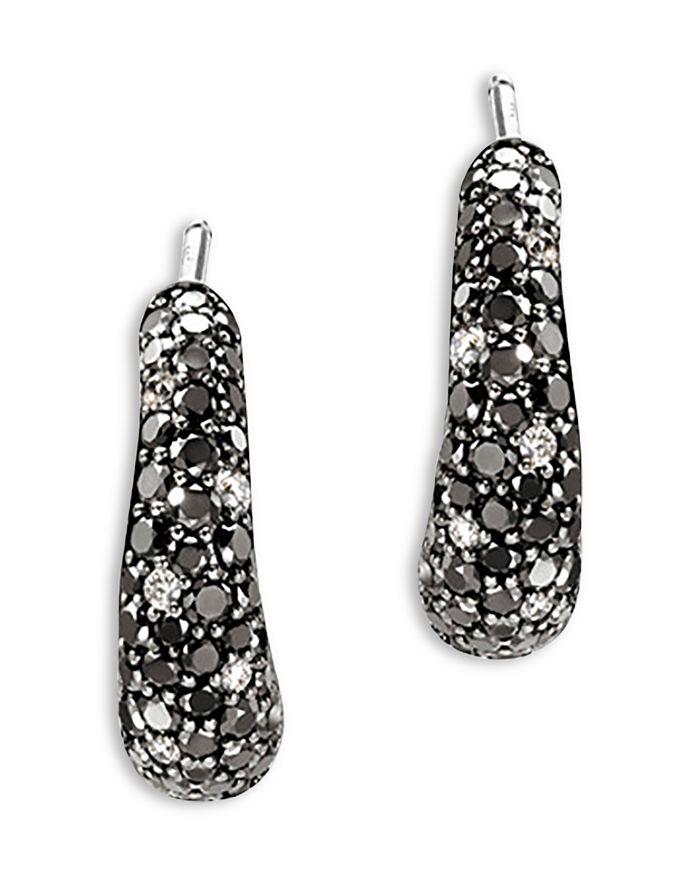 John Hardy Sterling Silver Surf Diamond Pavé Black Sand Cuff Hoop Earrings