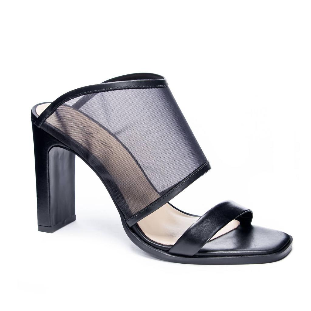 42 GOLD Women Linx Slide Sandal In Black Mesh /kid Leather
