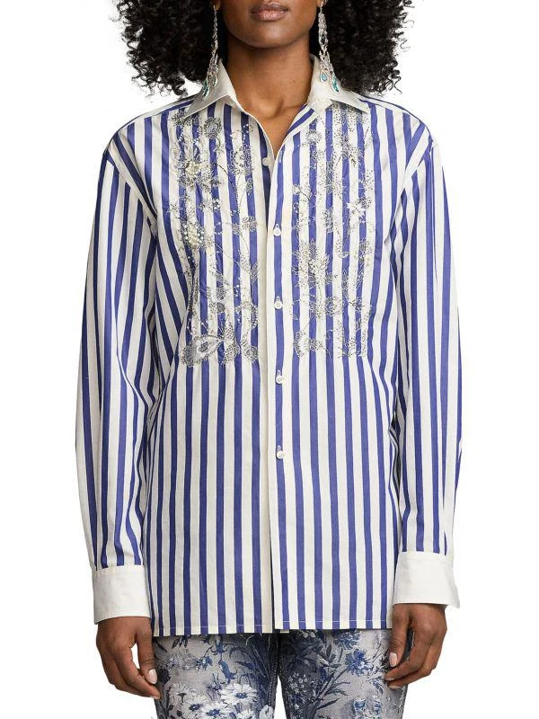 Ralph Lauren Capri Umbrella Embellished Floral-Embroidered Shirt 1