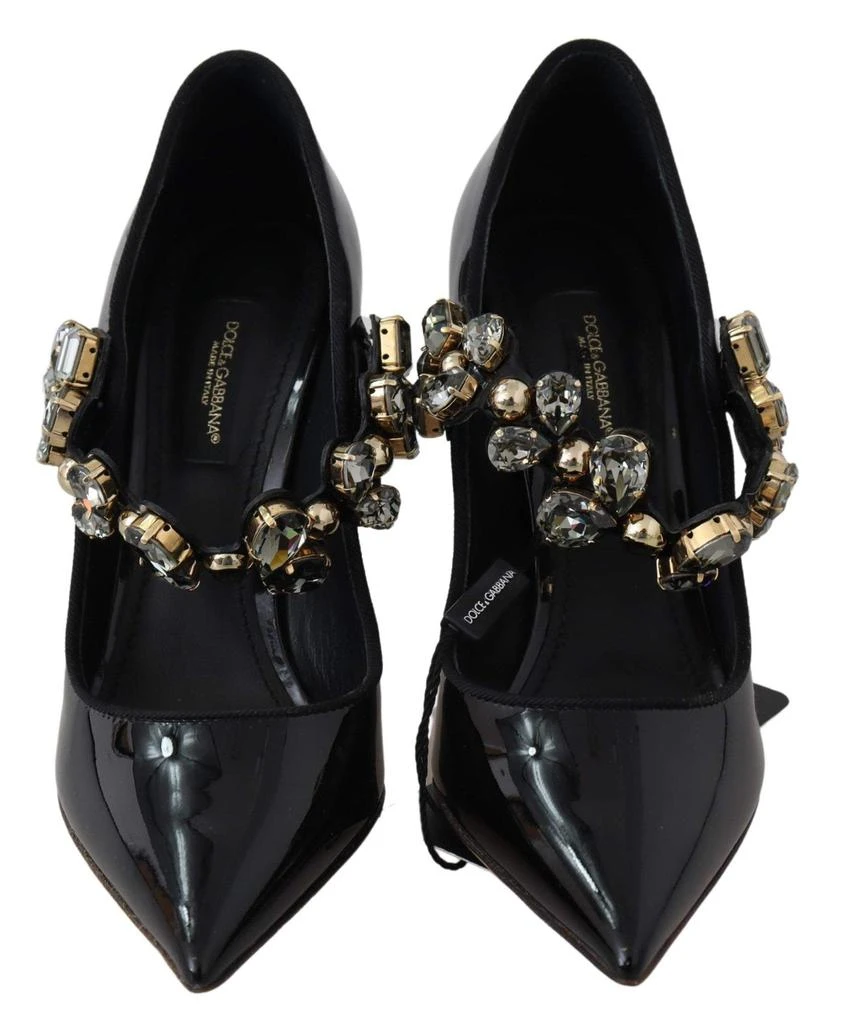 Dolce & Gabbana Dolce & Gabbana Black Leather Crystal Shoes Mary Jane Pumps 4