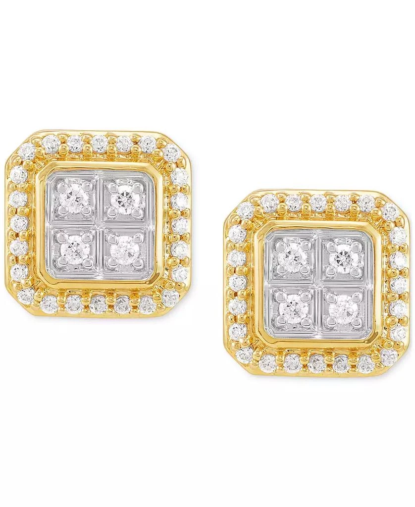 Grown With Love Men's Lab Grown Diamond Square Halo Cluster Stud Earrings (1/2 ct. t.w.) in 10k Gold 3