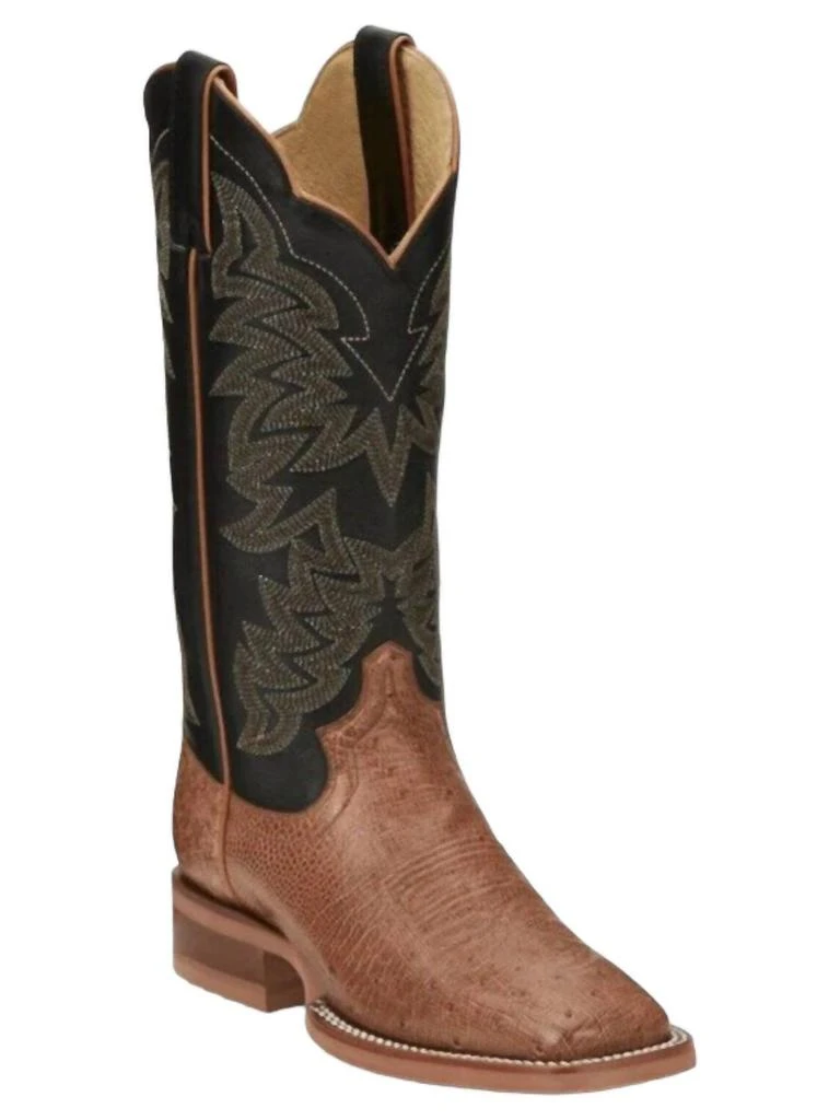Justin Women's Ralston Western Boots - Medium In Cognac Smooth Ostrich 1