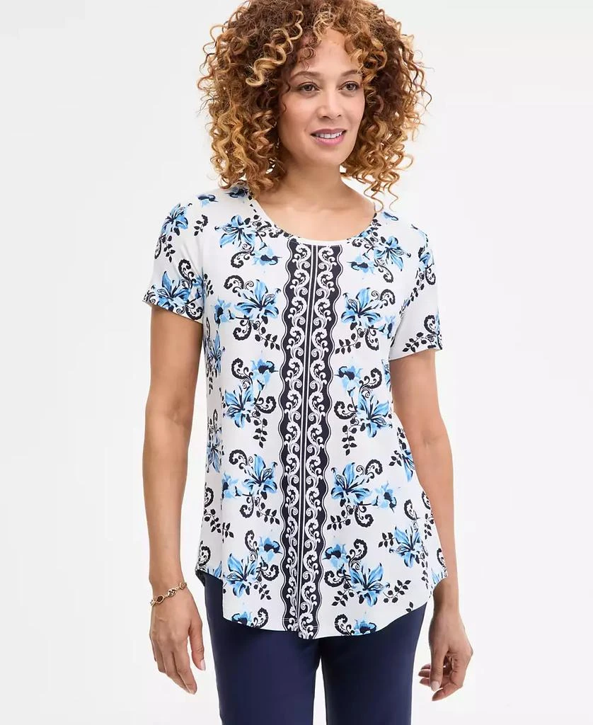JM Collection Women's Printed Scoop-Neck Short Sleeve Top, Exclusively at Macy's 1