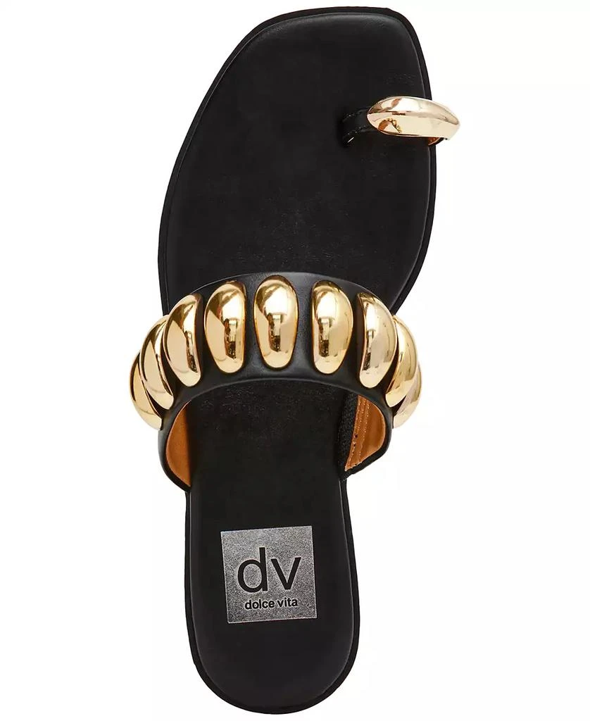DV Dolce Vita Moon Embellished Gold Toe Ring Flat Sandals 4