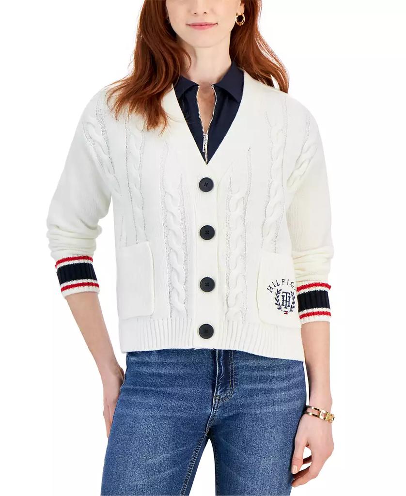 Tommy Hilfiger Women's Cable-Knit Varsity Cardigan