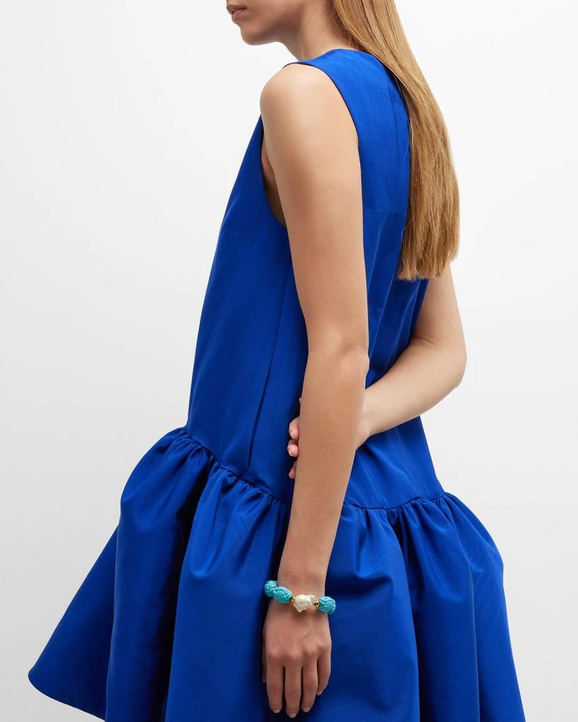 Devon Leigh Pearl and Carved Turquoise-Colored Stretch Bracelet 5