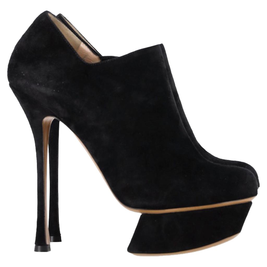 Nicholas Kirkwood Platform Ankle Boots in Black Suede