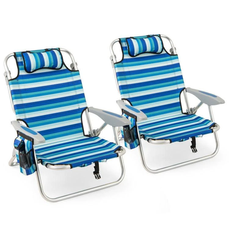 Hivvago Folding Beach Chair for Adults with 4-Position Adjustable Backrest