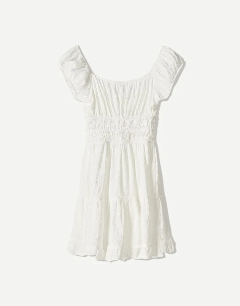 Bershka Bershka ruffled mini dress in white 2